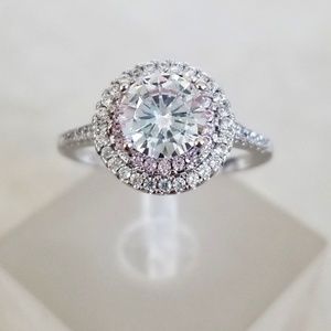 Sterling Pink Halo 1ct Solitaire
